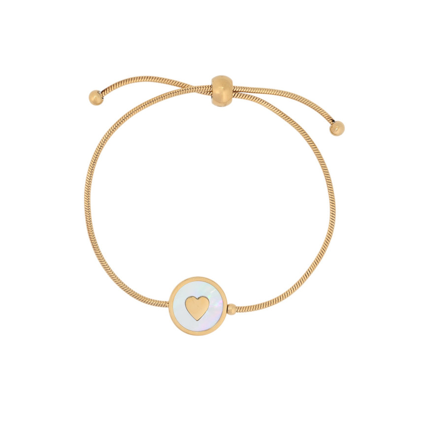 Bracelet réglable en acier cœur GB
