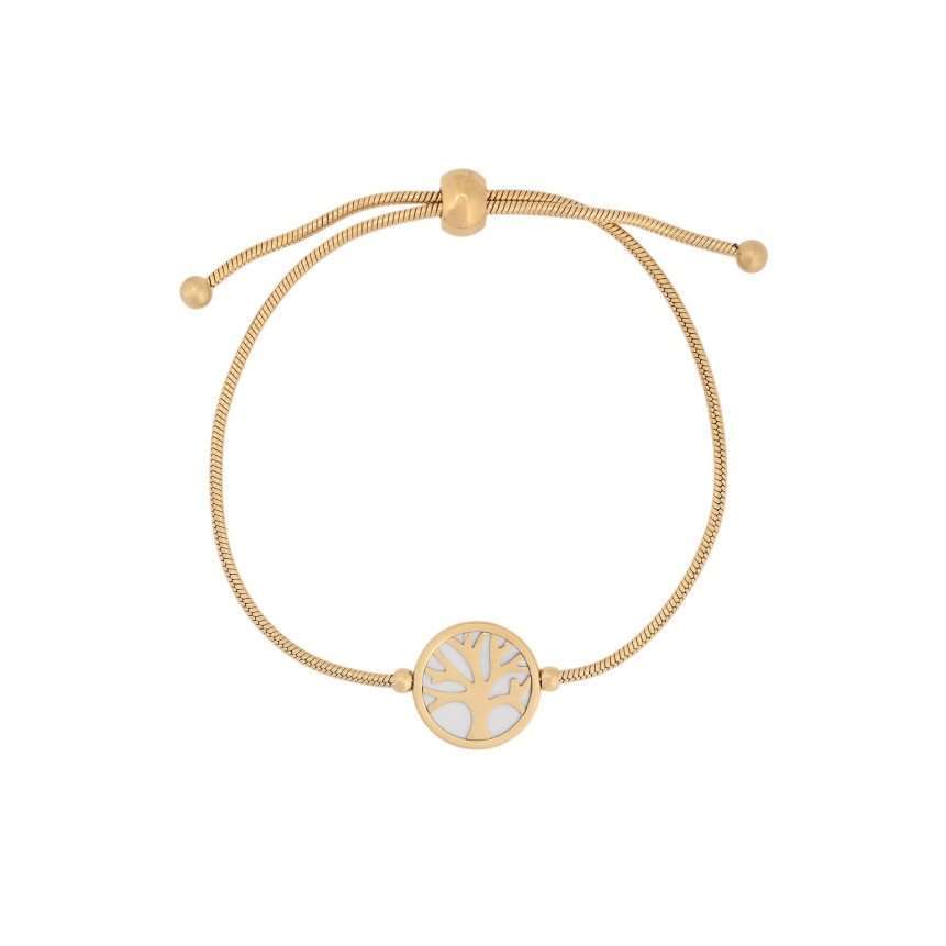 Pulseira ajustável em aço árvore da vida GB