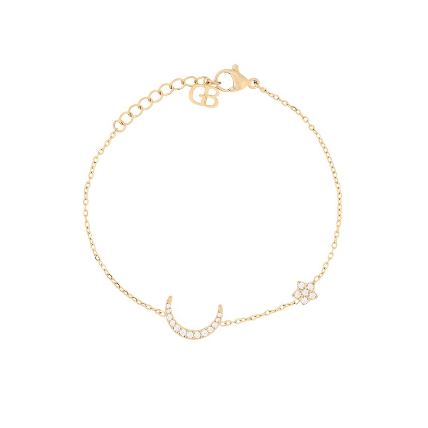 Pulseira aço com zircônias lua GB