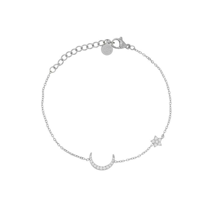 Bracciale acciaio con zirconità luna GB