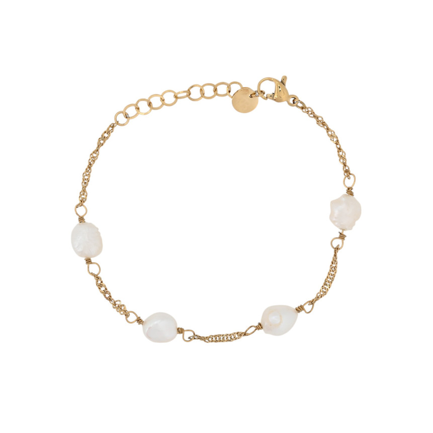 Pulseira em aço fina pérolas GB