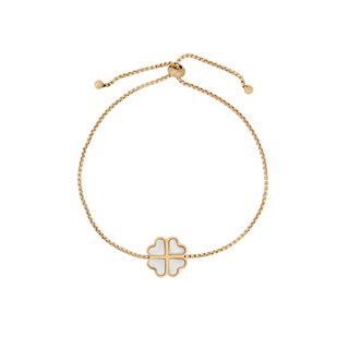 Pulsera en acero trébol nácar-perla GB