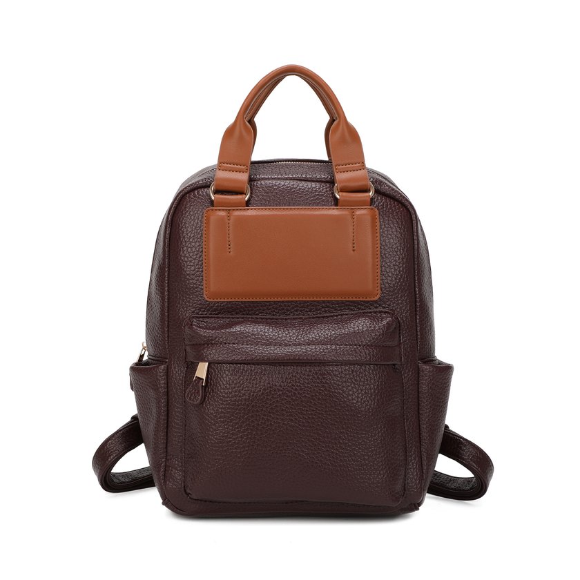 Sac à dos avec bretelles et détail marron