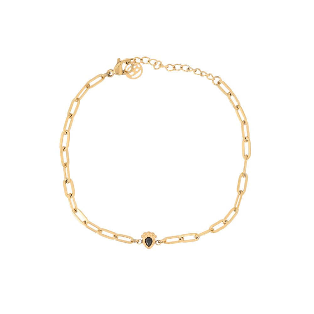 Black oval stones steel set bracelet GB