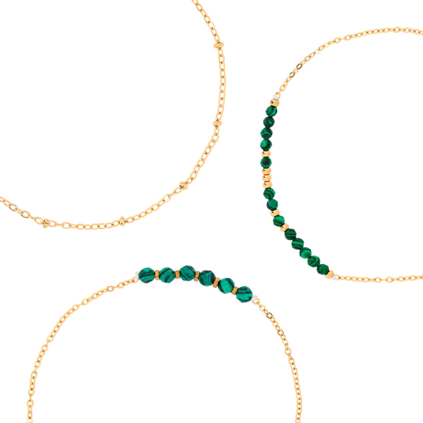 Conjunto pulseiras em aço verdes GB