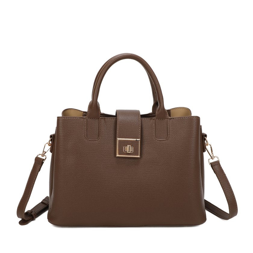 Shopper Bag with Gold Detail