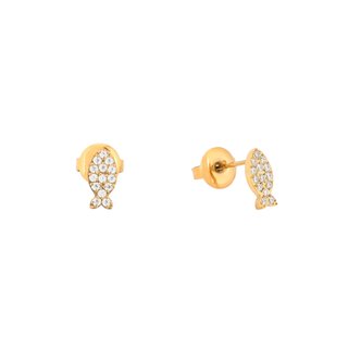 Earrings steel and zirconies fish GB