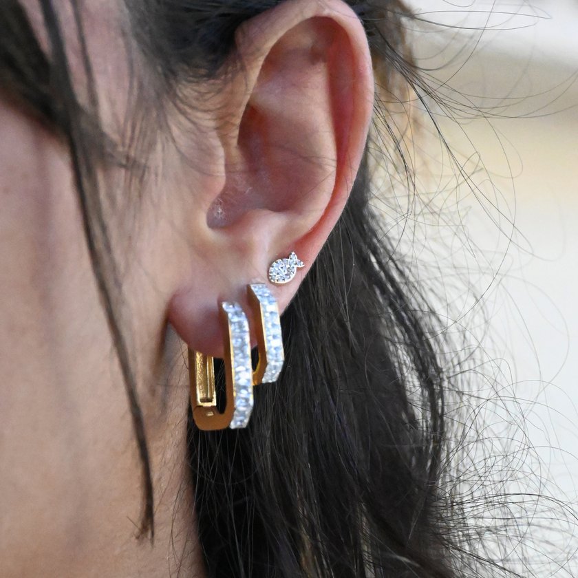 Pendientes acero y circonitas pez GB