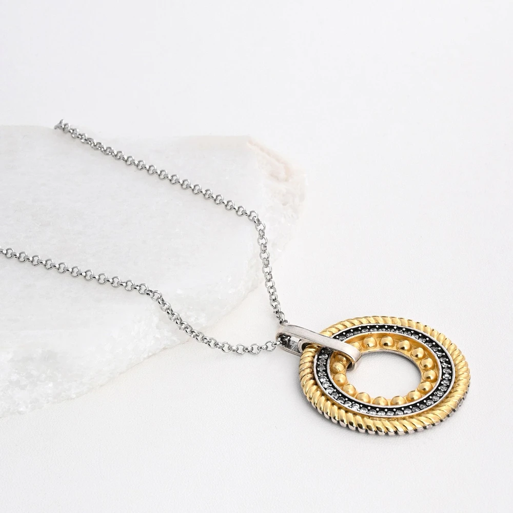 Bicolor Stainless Steel Necklace with Zirconia