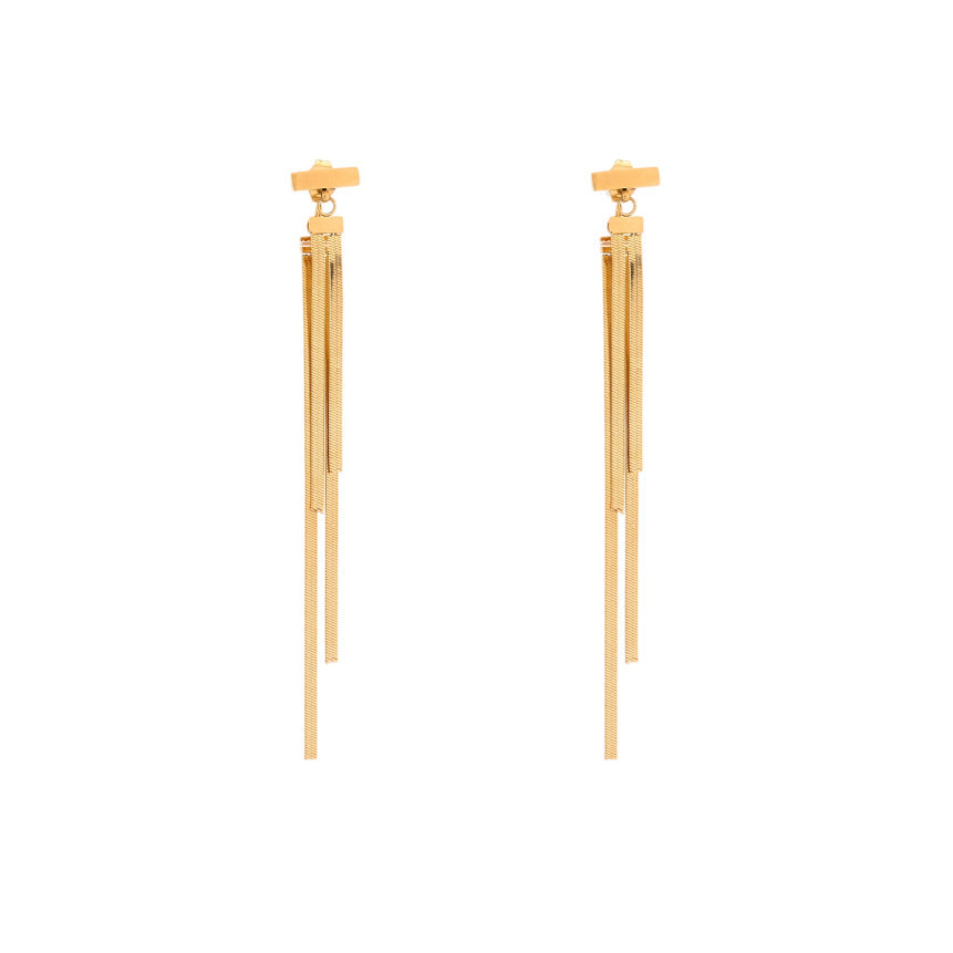 Pendientes en acero largo con flecos GB