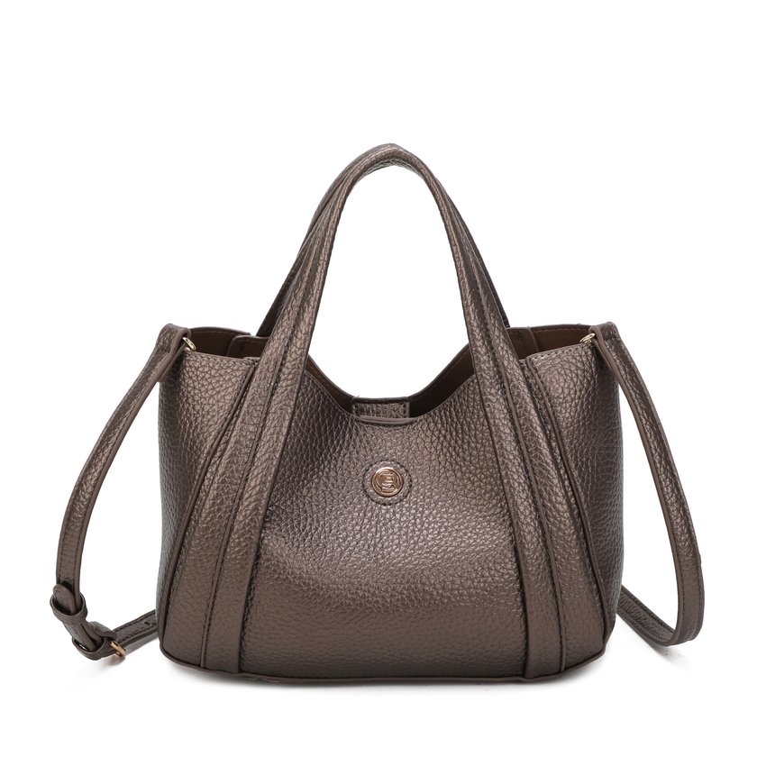 Borsa a mano con dettaglio dorato