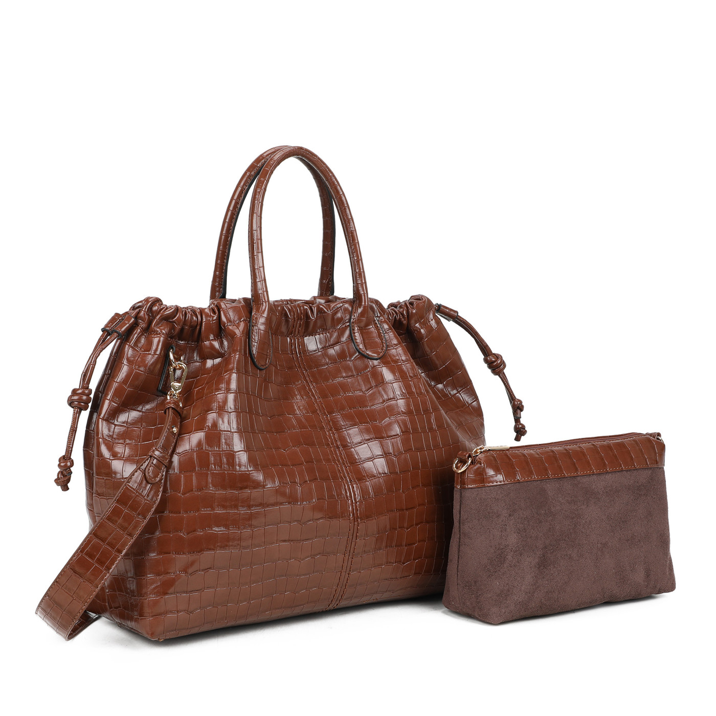 Borsa Shopper con texture coccodrillo