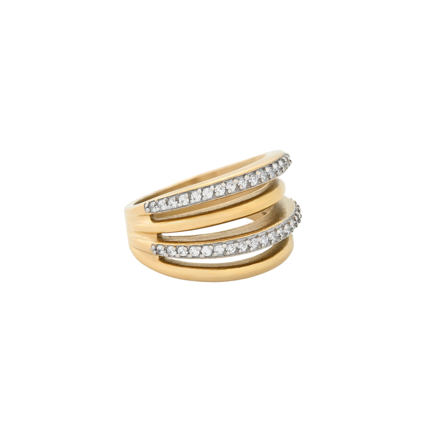 Anel Glamour aço com zircônias