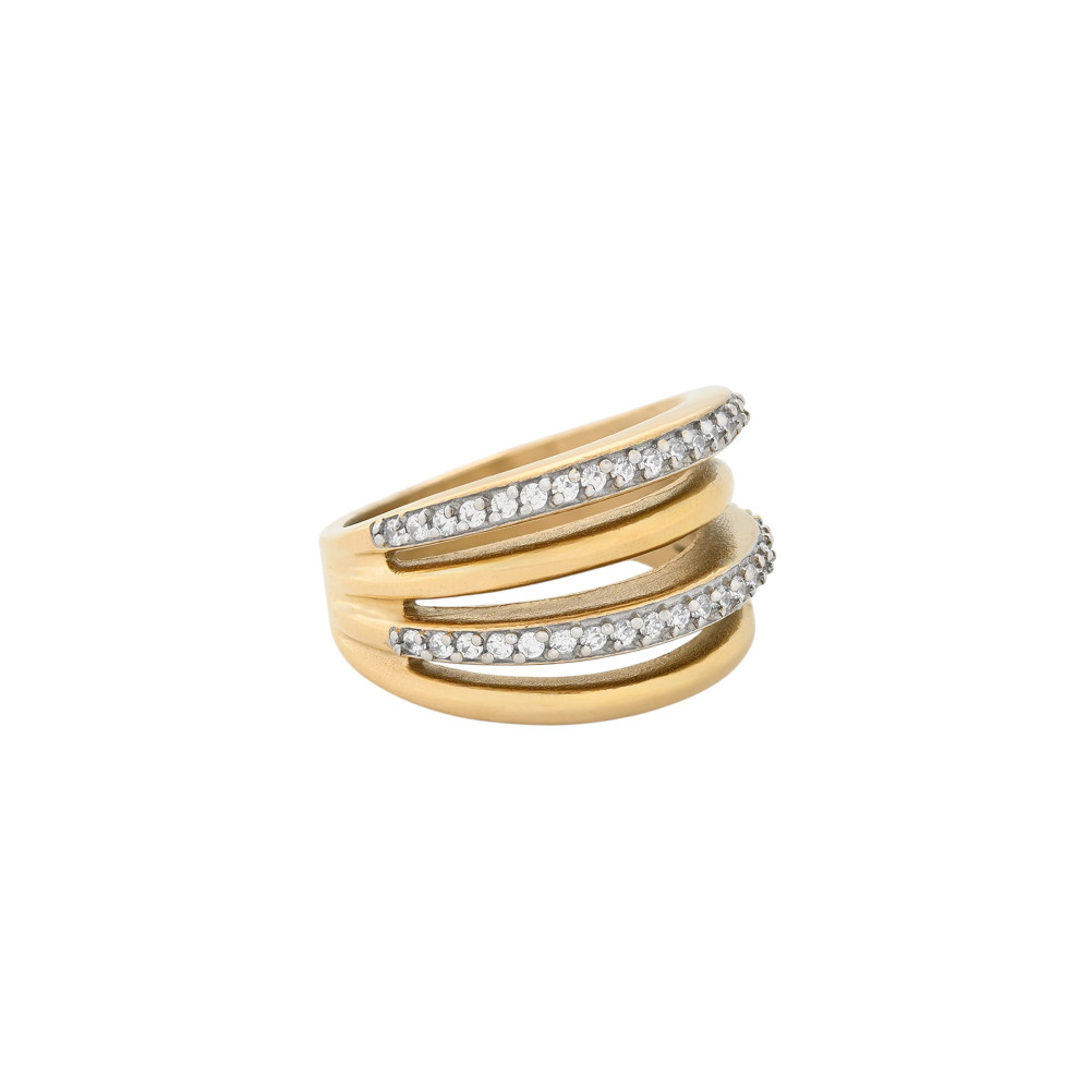 Anel Glamour aço com zircônias