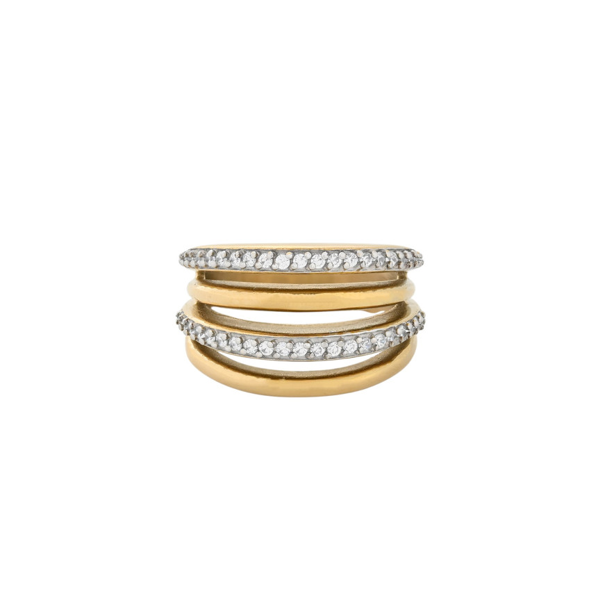 Anel Glamour aço com zircônias