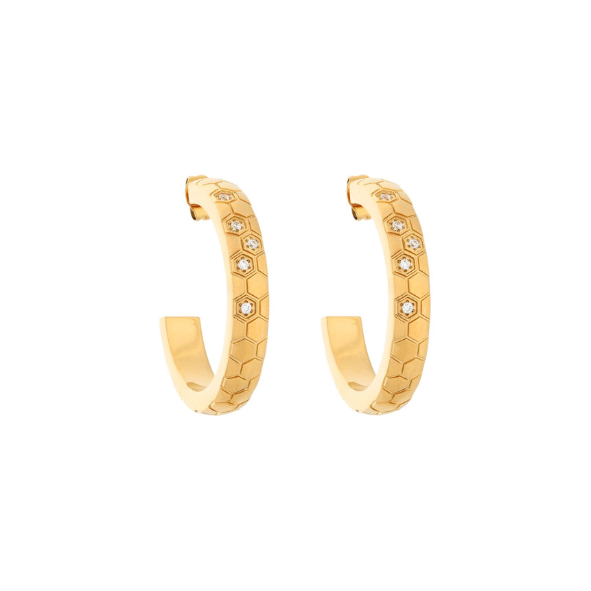Glamour Stainless Steel Hoop Earrings with Zirconia