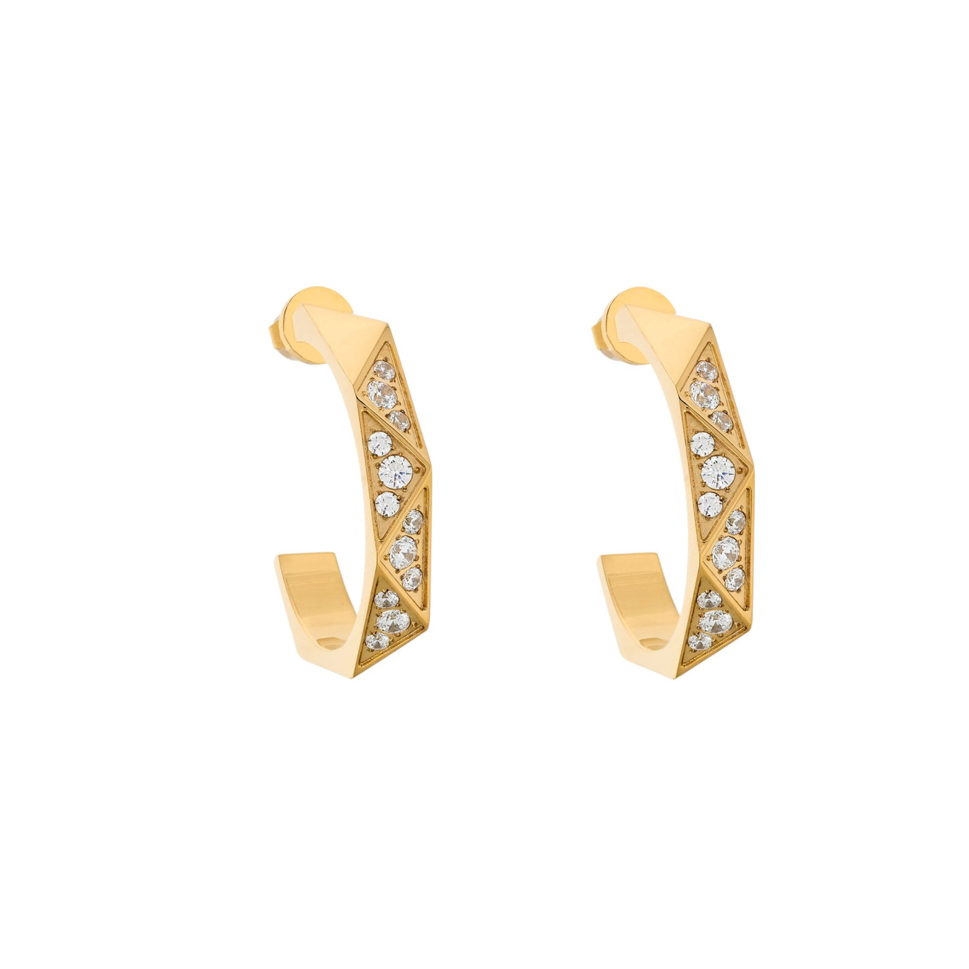 Glamour Stainless Steel Hoop Earrings with Zirconia