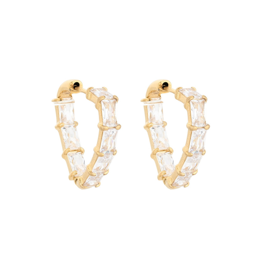 Delicate Stainless Steel Hoop Earrings with Zirconia
