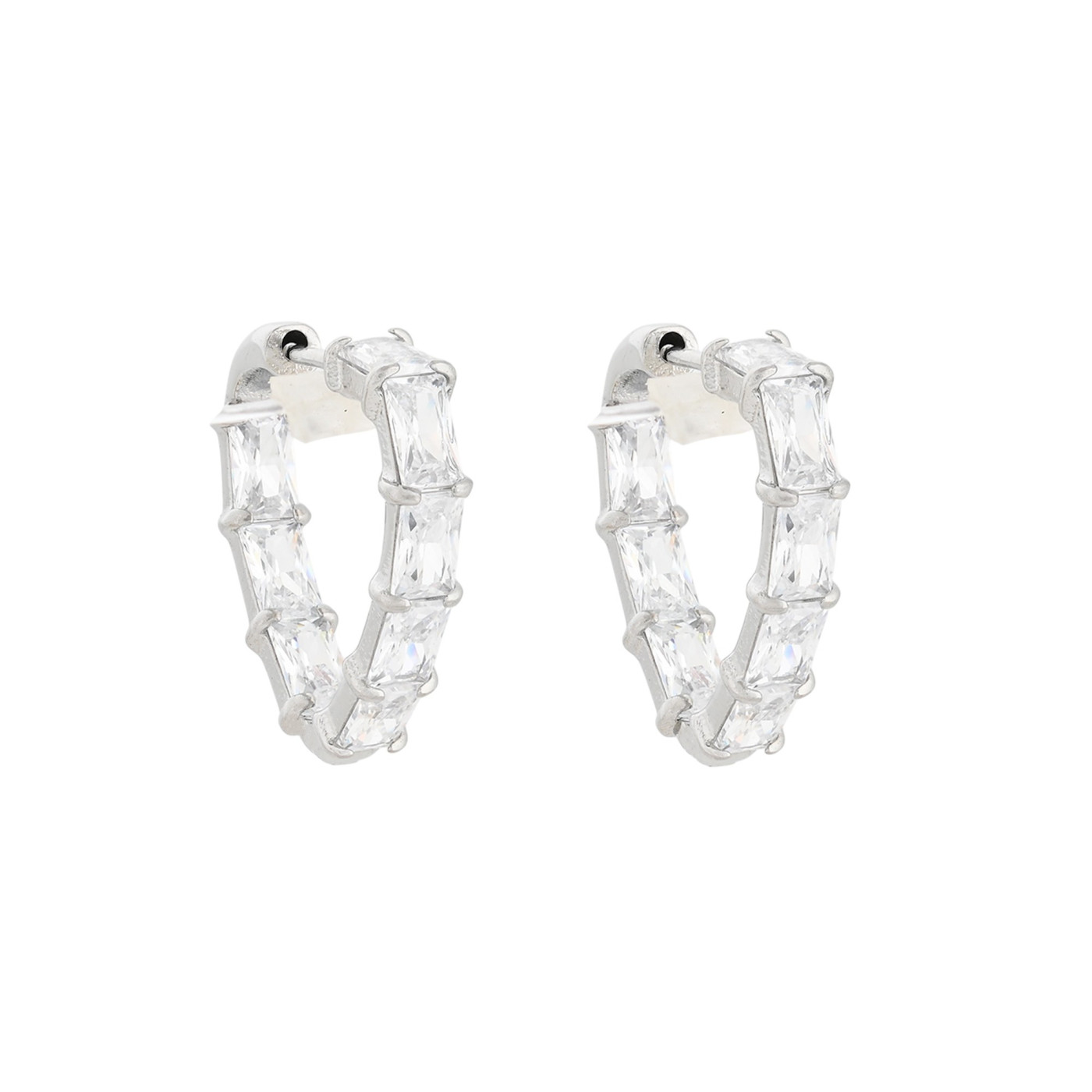 Delicate Stainless Steel Hoop Earrings with Zirconia