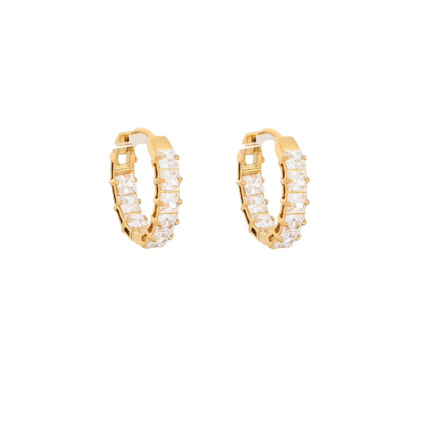Delicate Stainless Steel Hoop Earrings with Zirconia