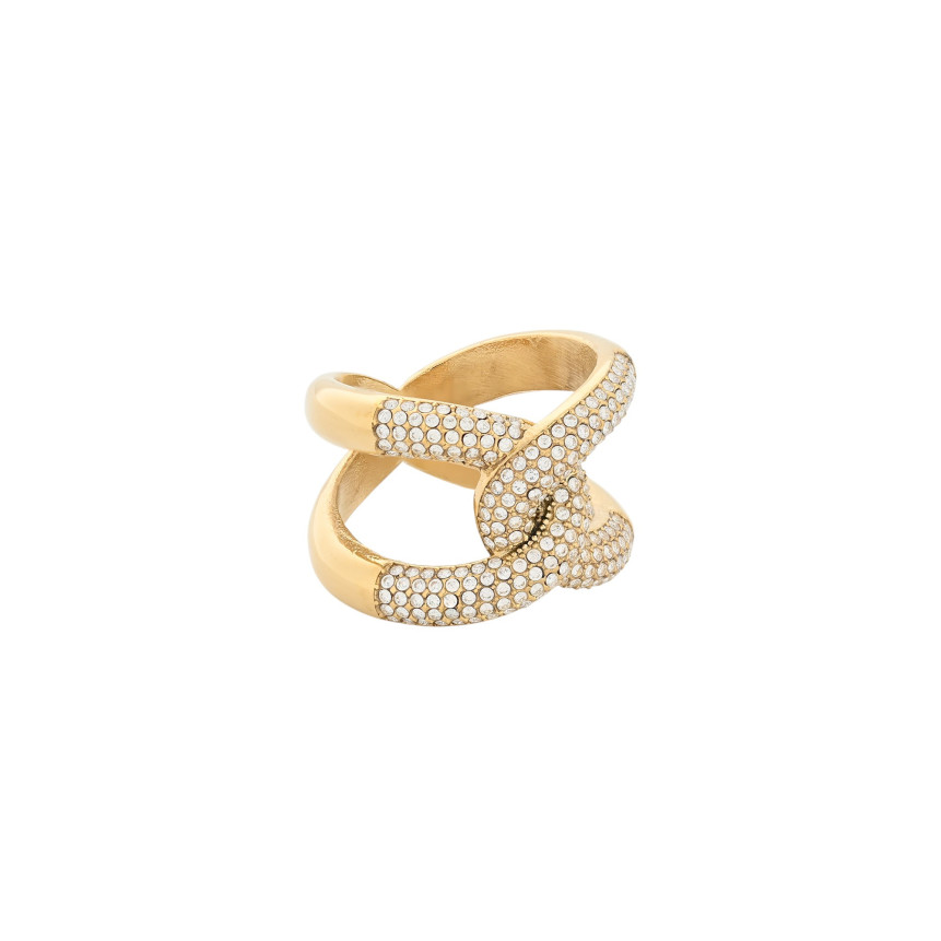 Bague Glamour en acier avec zirconias