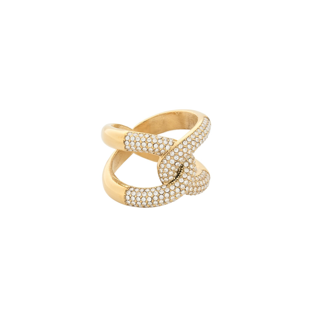 Anel Glamour aço com zircônias