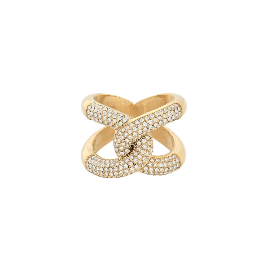 Anel Glamour aço com zircônias
