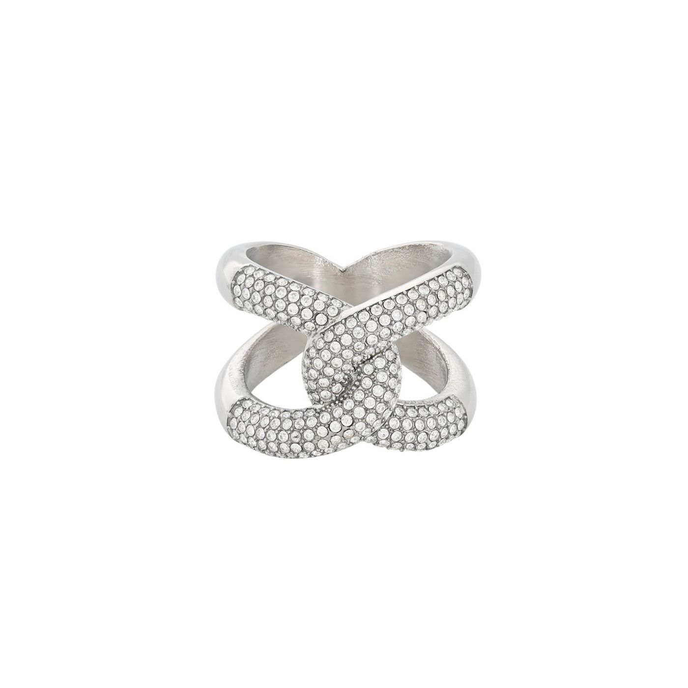 Anel Glamour aço com zircônias