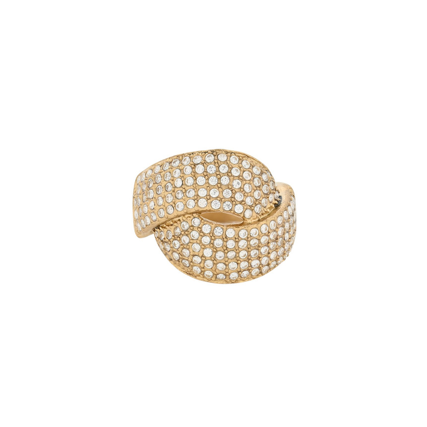 Anello Glamour in acciaio con zirconi