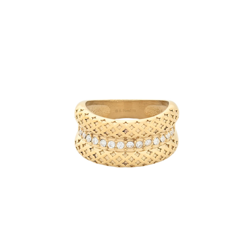 Bague Glamour avec détails et zirconias