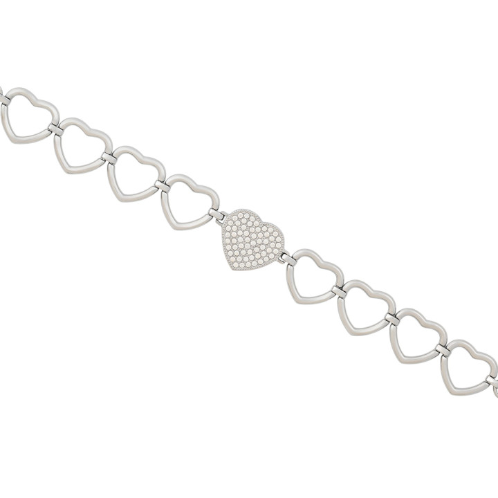 Bracciale Glamour in acciaio a forma di cuore