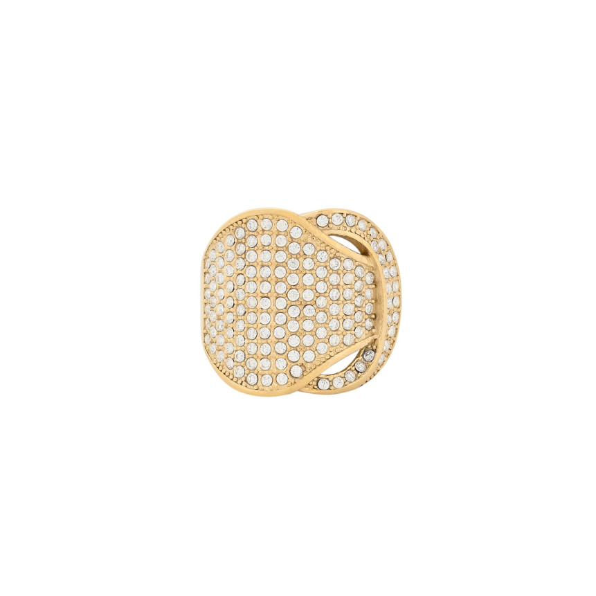 Bague Glamour en acier avec zirconias