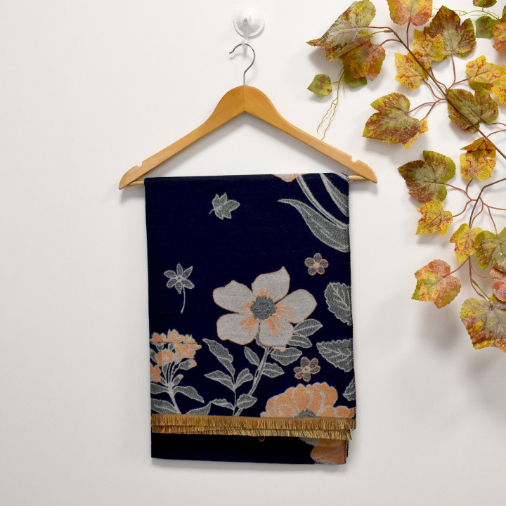 Scarf with floral and butterfly print GB