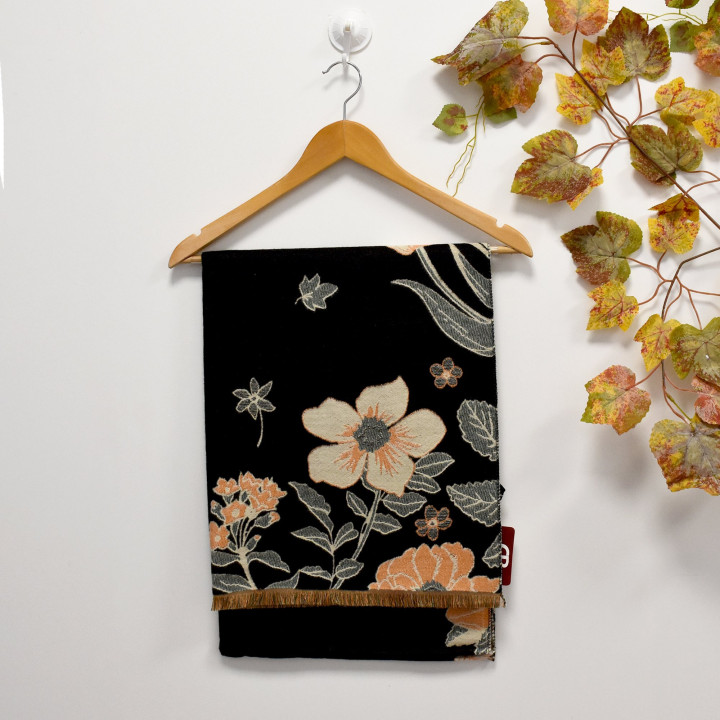 Scarf with floral and butterfly print GB
