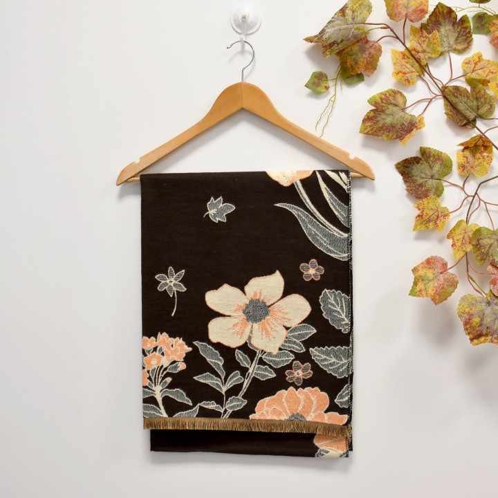 Scarf with floral and butterfly print GB