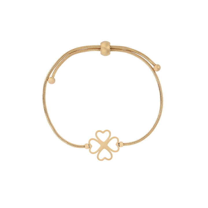 Pulseira ajustável em aço trevo GB