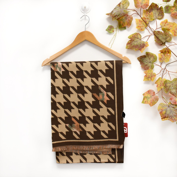 Scarf with pied de poule print GB