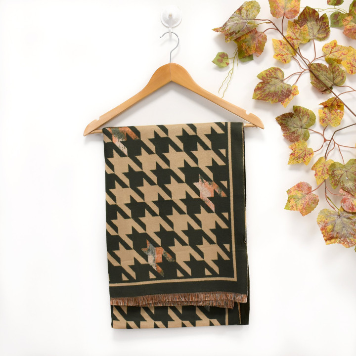 Scarf with pied de poule print GB