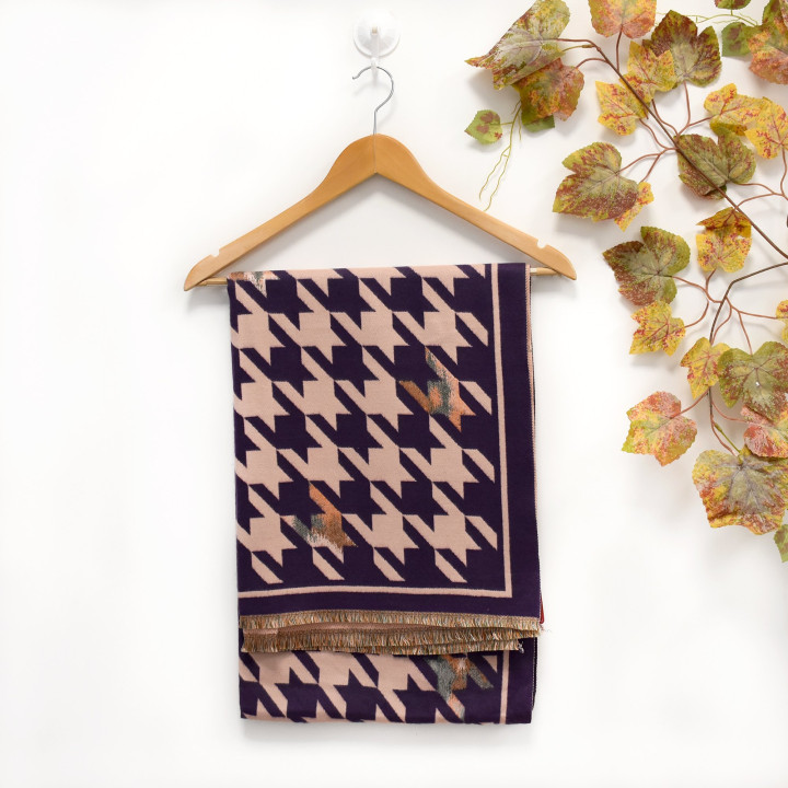 Scarf with pied de poule print GB