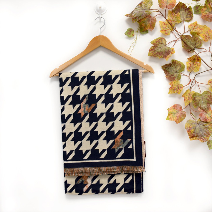 Scarf with pied de poule print GB