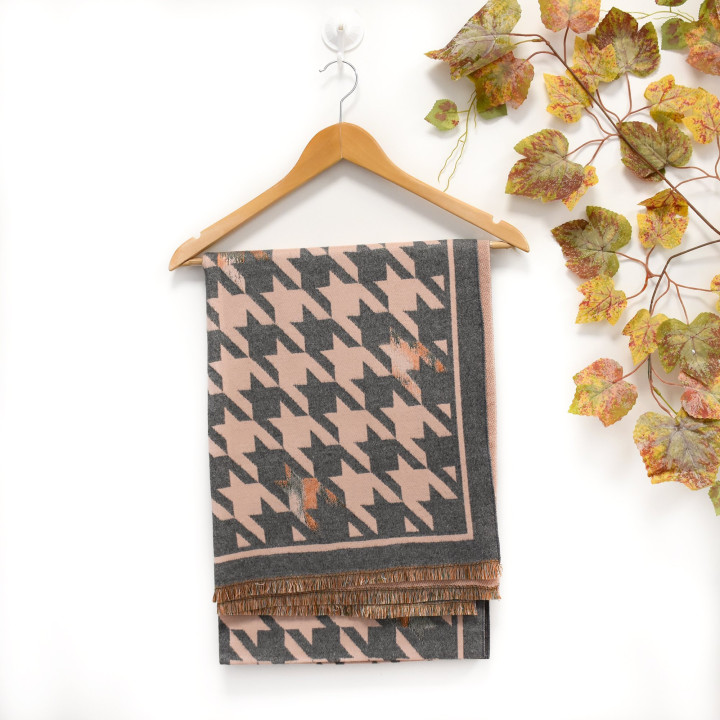 Scarf with pied de poule print GB