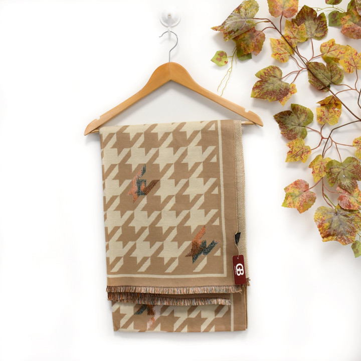 Scarf with pied de poule print GB