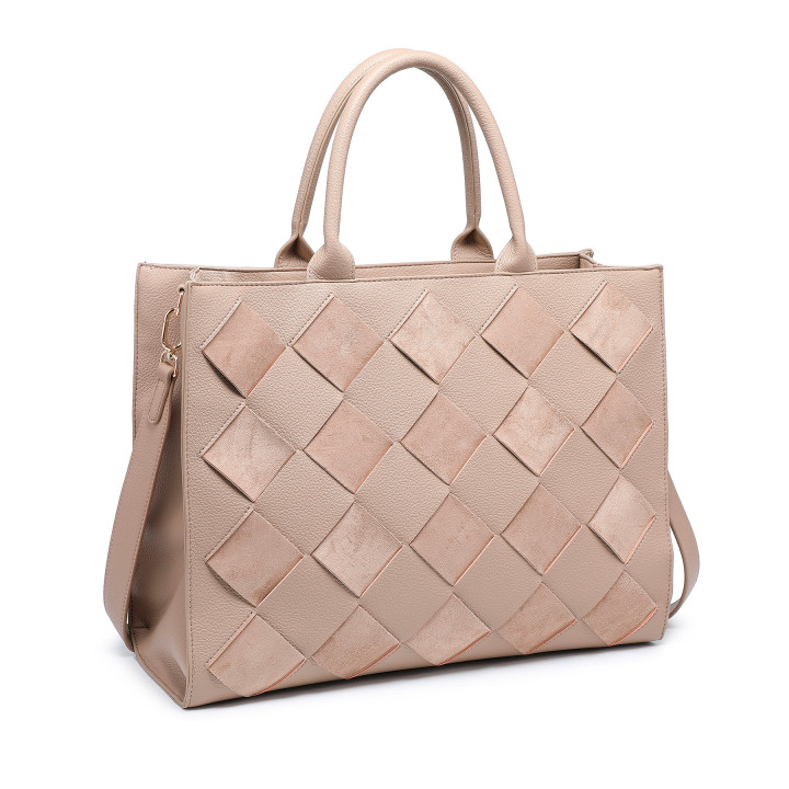Shopper Bag with Diamond Pattern