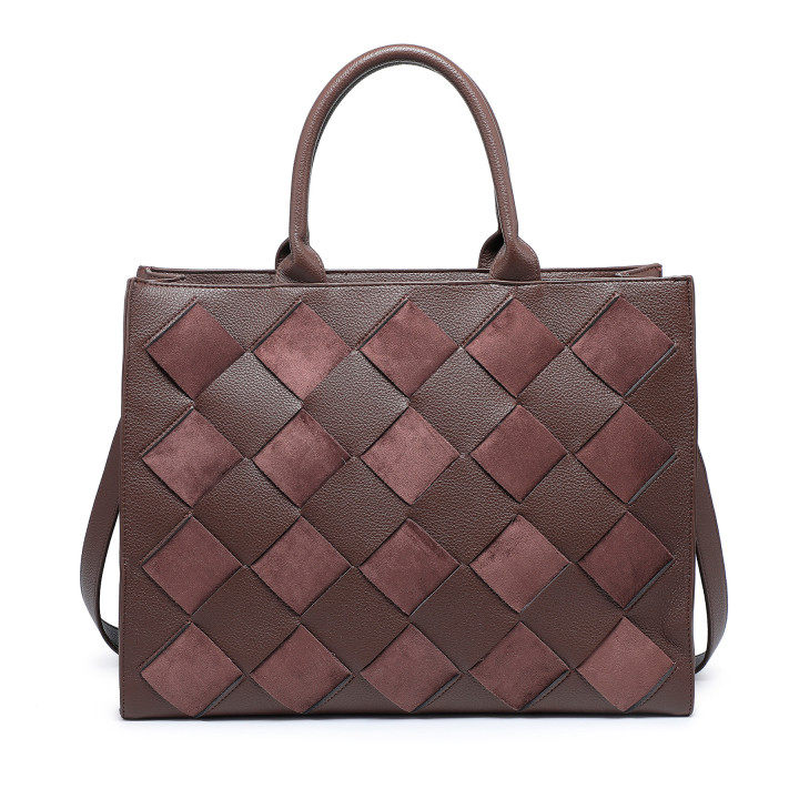 Shopper Bag with Diamond Pattern