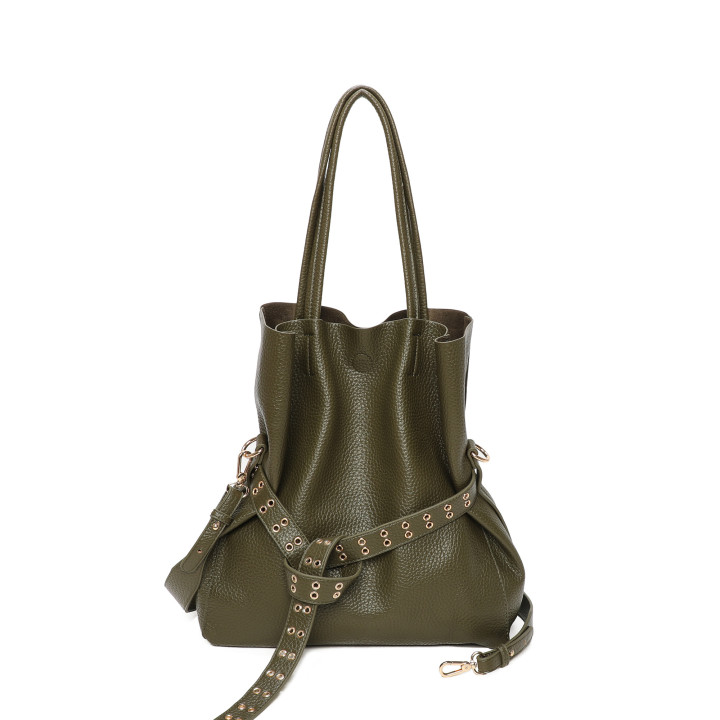 Shopper Bag with Buckle and Studs