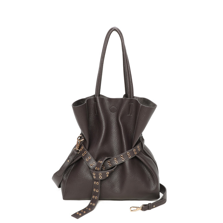 Shopper Bag with Buckle and Studs