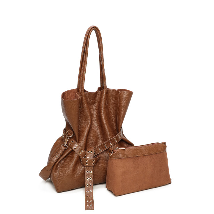 Shopper Bag with Buckle and Studs