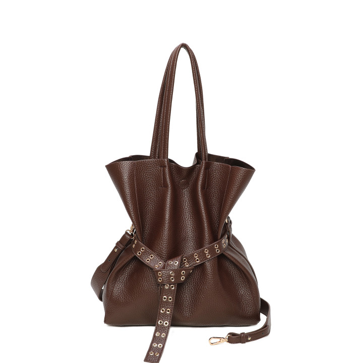 Shopper Bag with Buckle and Studs