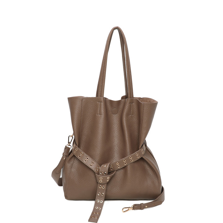 Shopper Bag with Buckle and Studs