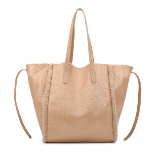 Shiny Shopper Bag with Fur
